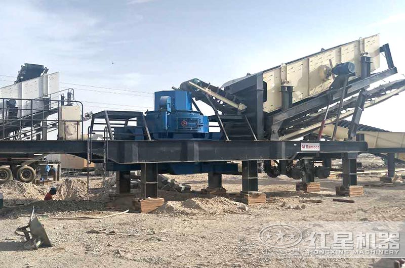 移動式制砂機作業現場，可直接開到物料地進行作業